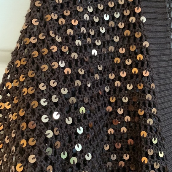 Sparkly rich chocolate brown sequined shrug - Picture 7 of 7